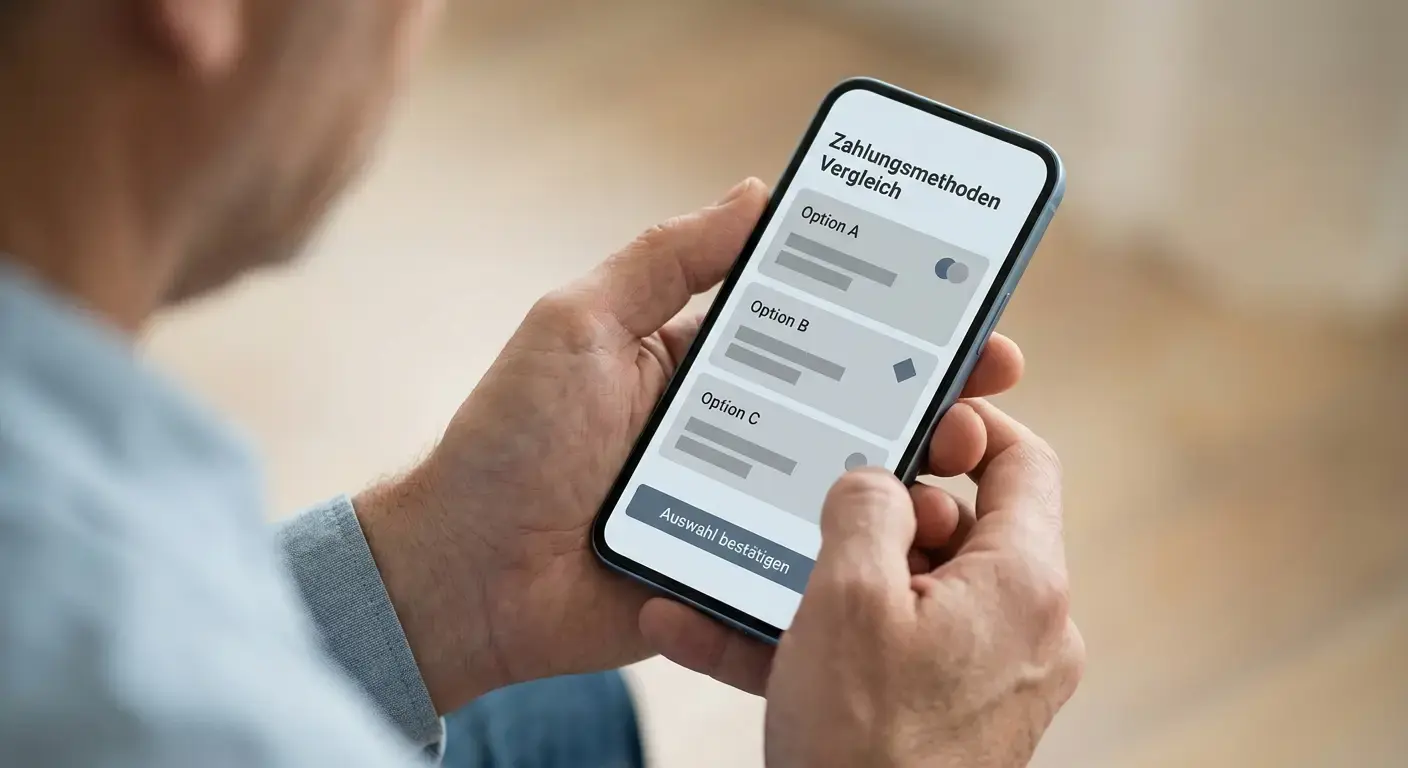 Verschiedene moderne Zahlungsoptionen auf einem Smartphone-Display