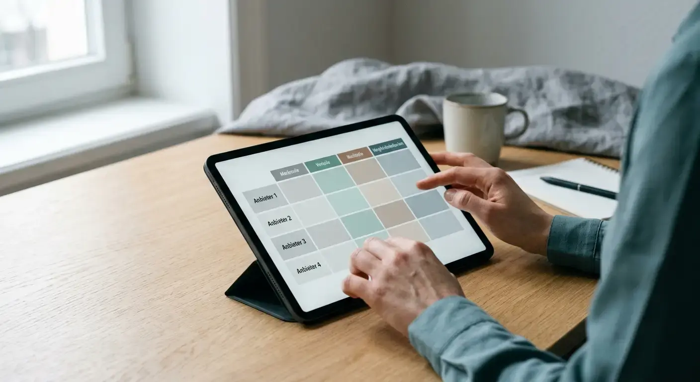 Vergleichende Übersicht verschiedener Wettanbieter auf Tablet