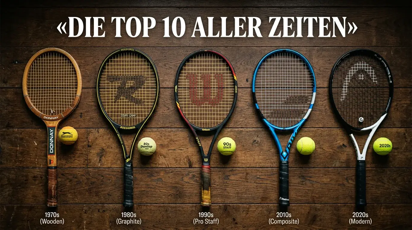Tennisschläger verschiedener Generationen — die besten deutschen Tennisspielerinnen aller Zeiten