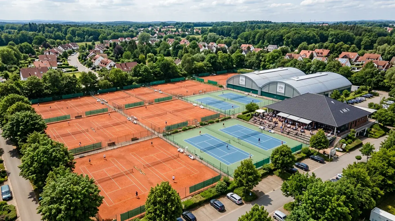 Deutscher Tennis Bund — Vereinsanlage mit Tennisplätzen als Symbol der DTB-Struktur