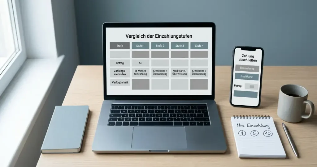 Vergleich von Wettanbietern nach Mindesteinzahlung von 1 bis 15 Euro