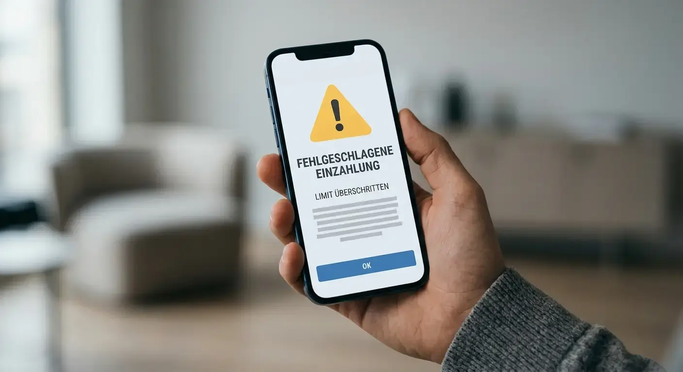 Fehlermeldung bei digitaler Zahlungstransaktion auf Smartphone