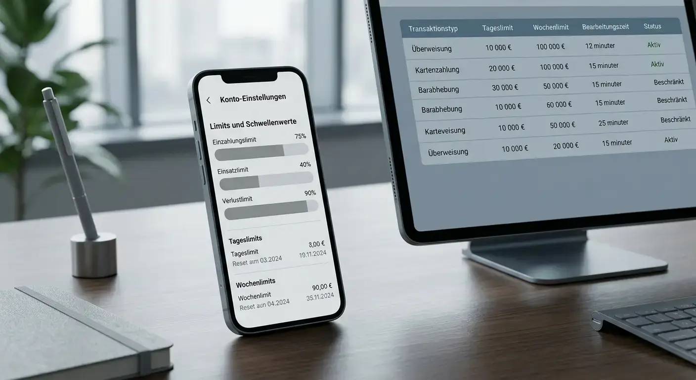 Smartphone mit Einzahlungslimits und Verifizierungsoptionen