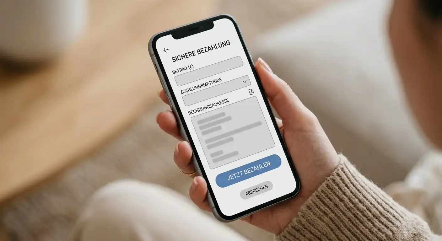 Smartphone mit abstraktem Zahlungsformular für Online-Einzahlung