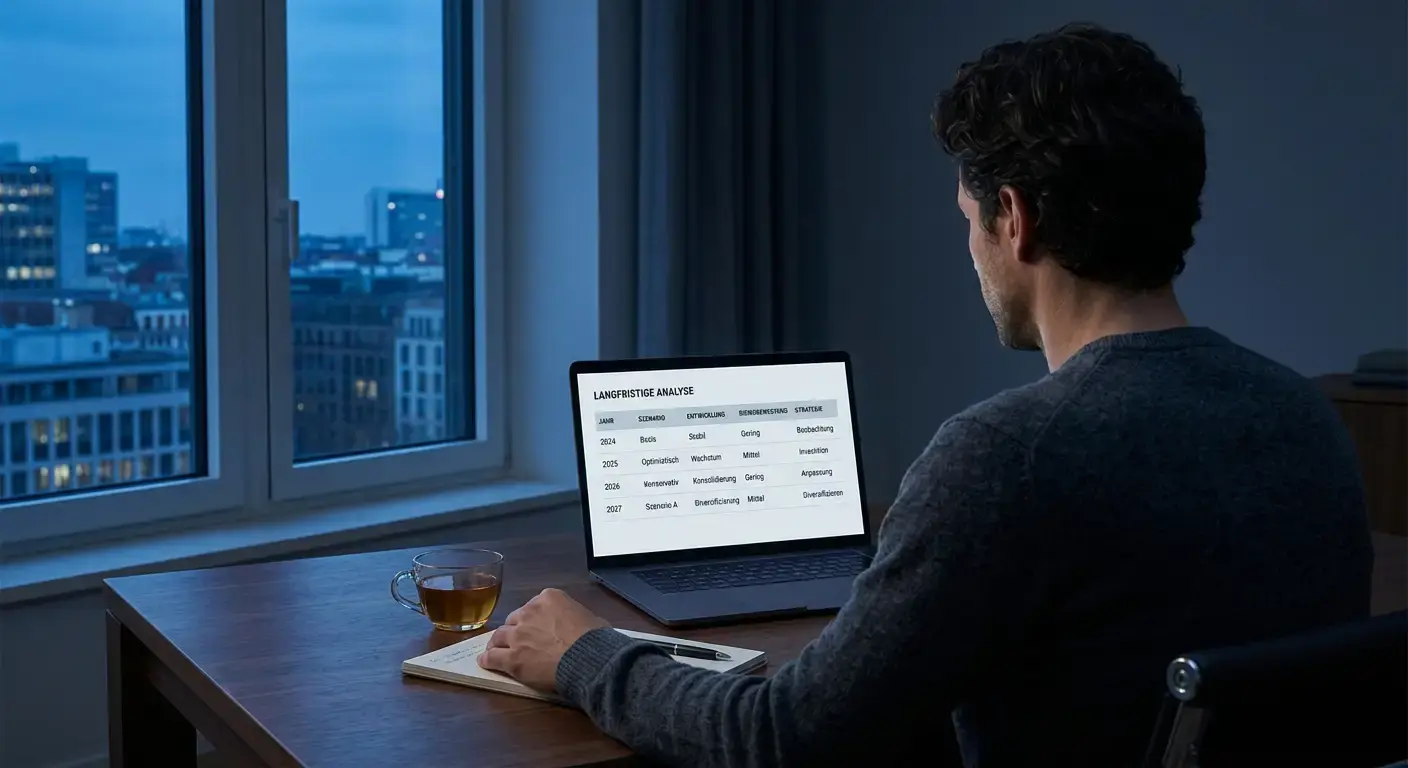 Ruhige Szene mit Blick auf Langzeitanalyse am Bildschirm