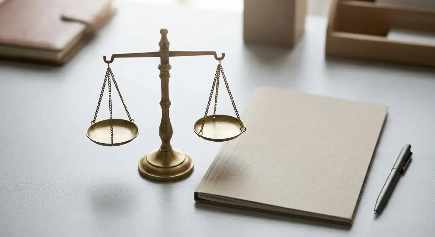 Dokumente und Waage symbolisieren rechtliche Abwägung bei Offshore-Wetten