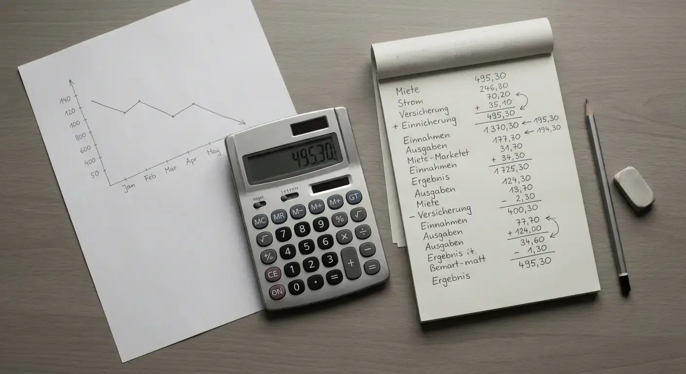 Finanzrechnung zeigt Nettoergebnis nach Abzug von Marge, Steuern und Gebühren