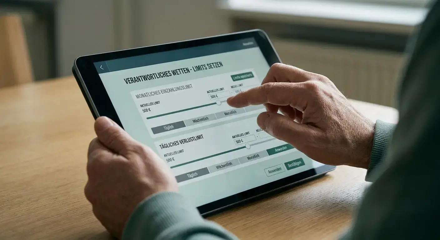 Person setzt monatliches Einzahlungslimit in den Kontoeinstellungen einer Wett-App