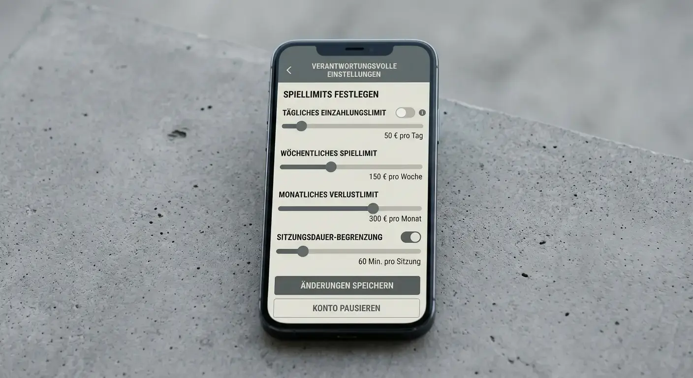 Smartphone mit Limit-Einstellungen für verantwortungsvolles Wetten